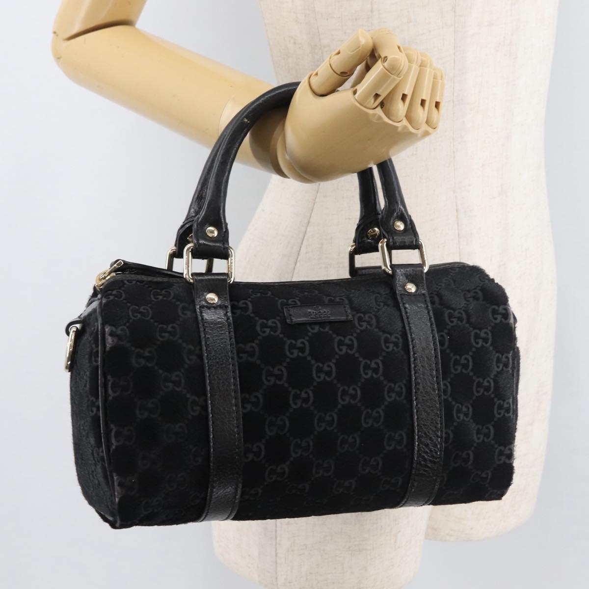 GUCCI GG Canvas Hand Bag Harako leather Black Gold 193604 Auth 176278