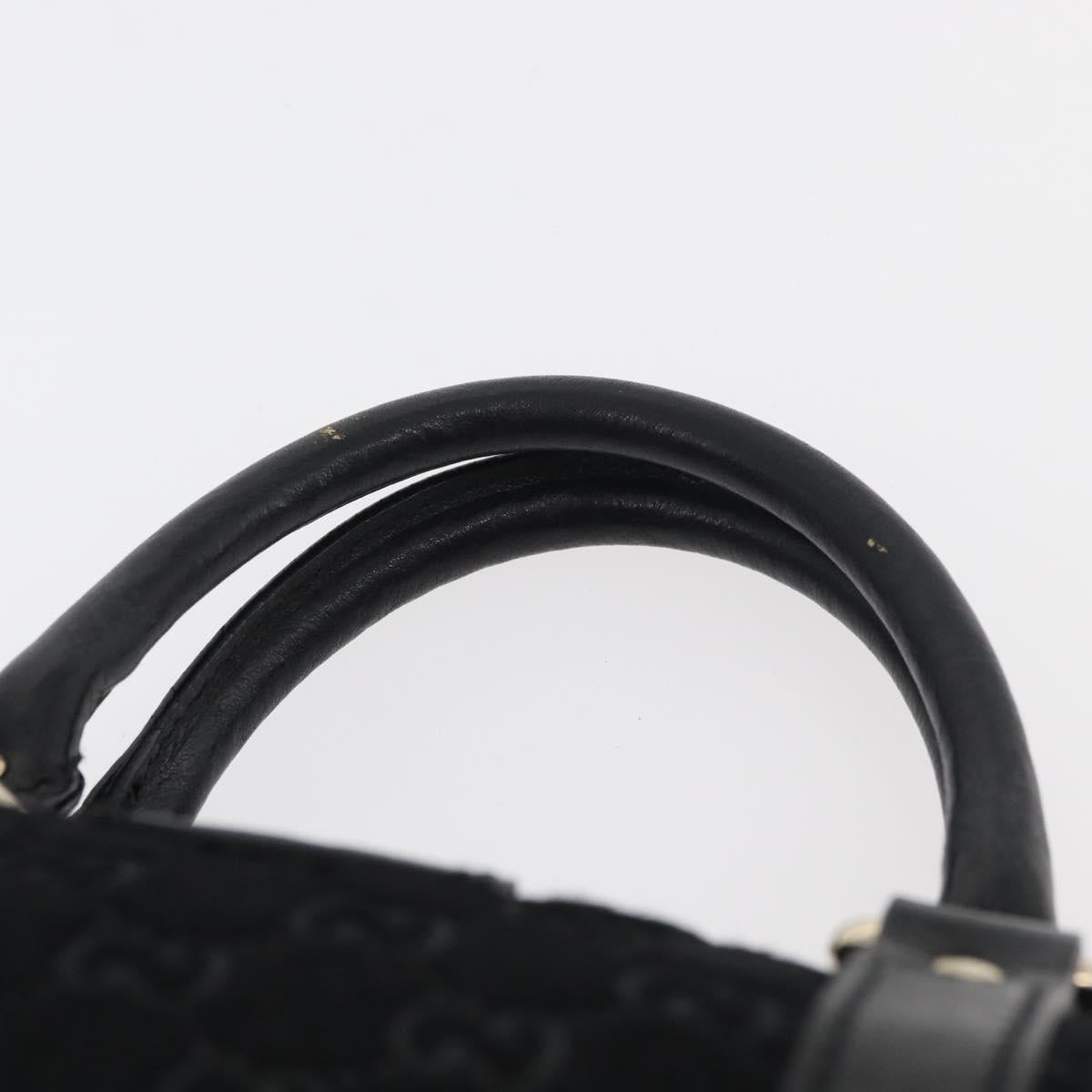 GUCCI GG Canvas Hand Bag Harako leather Black Gold 193604 Auth 176278