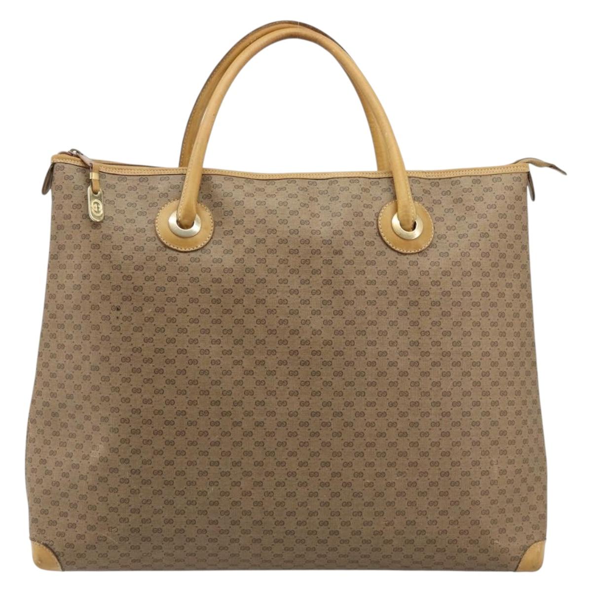 GUCCI Micro GG Supreme Tote Bag PVC Beige Gold 002 4868 39 Auth 176281