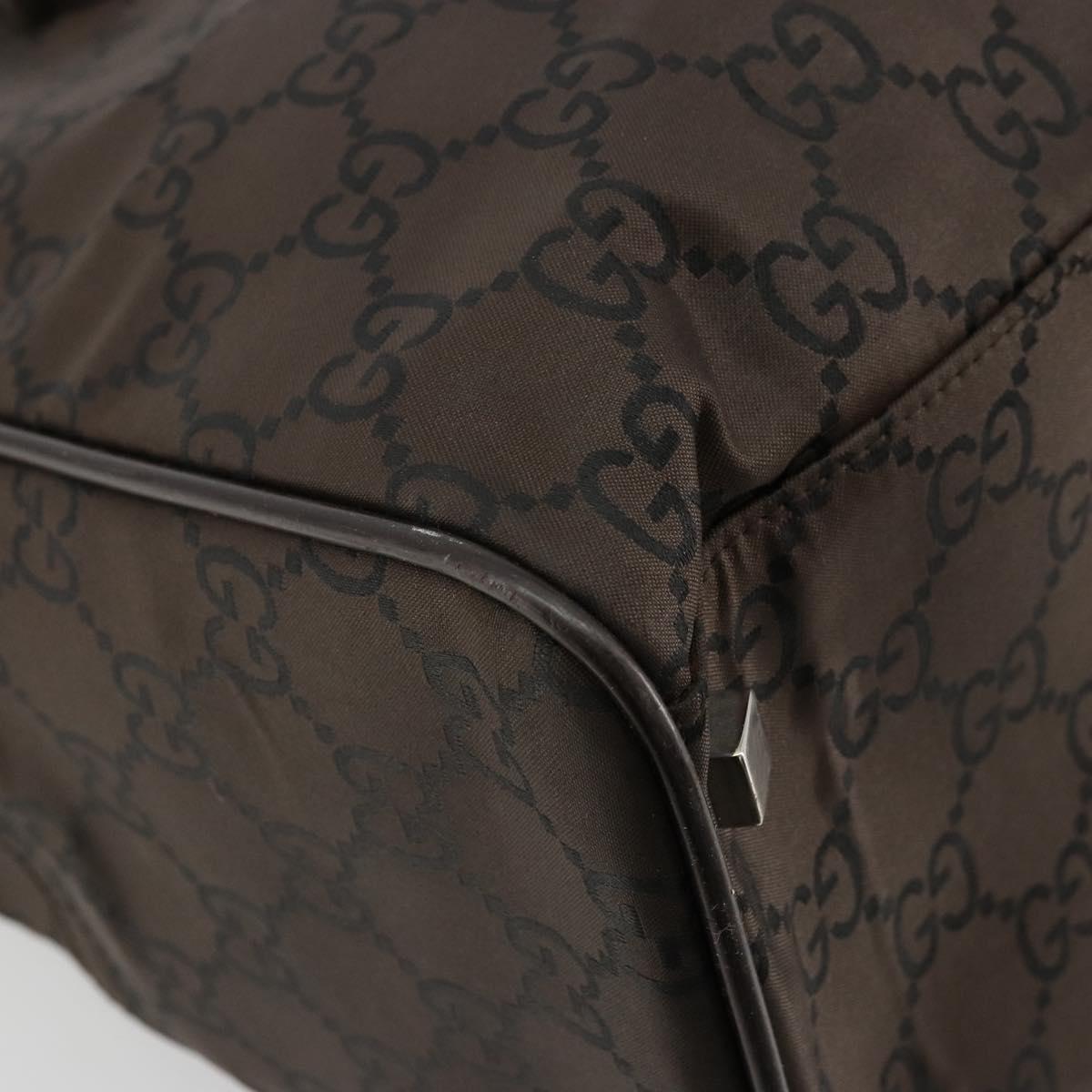 GUCCI GG Canvas Hand Bag Nylon Brown Silver 012 0355 Auth 176286A