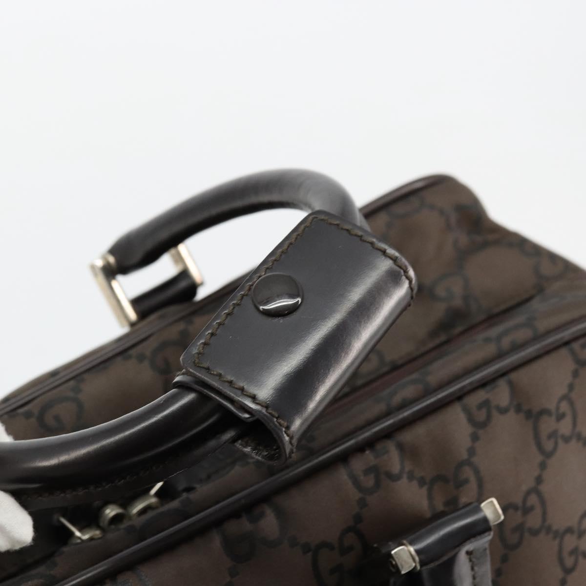 GUCCI GG Canvas Hand Bag Nylon Brown Silver 012 0355 Auth 176286A