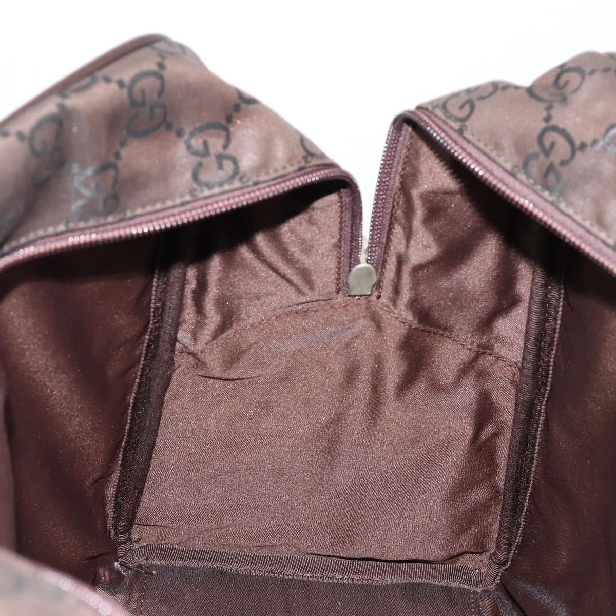 GUCCI GG Canvas Hand Bag Nylon Brown Silver 012 0355 Auth 176286A