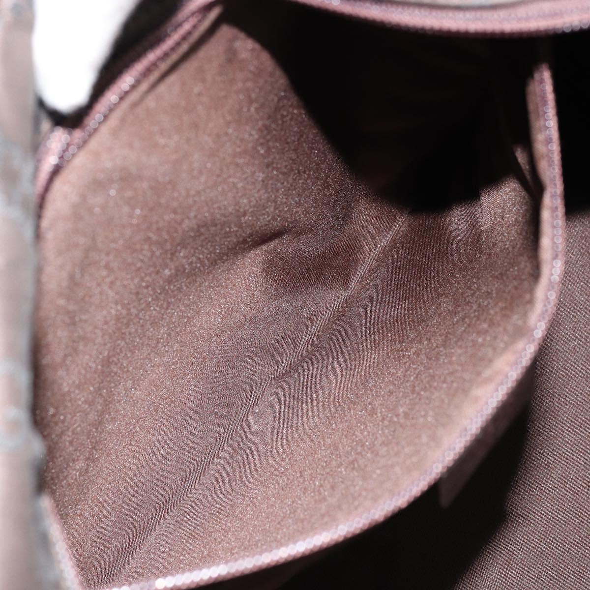 GUCCI GG Canvas Hand Bag Nylon Brown Silver 012 0355 Auth 176286A