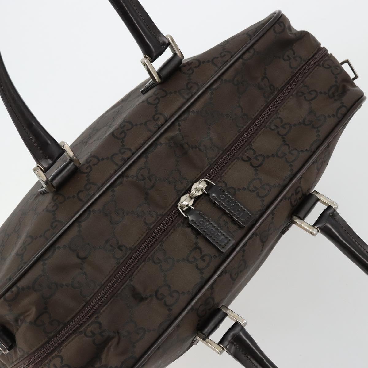 GUCCI GG Canvas Hand Bag Nylon Brown Silver 012 0355 Auth 176286A