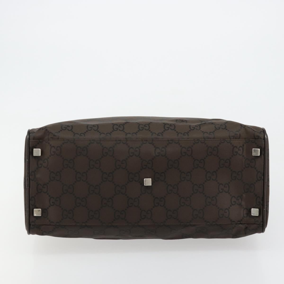 GUCCI GG Canvas Hand Bag Nylon Brown Silver 012 0355 Auth 176286A