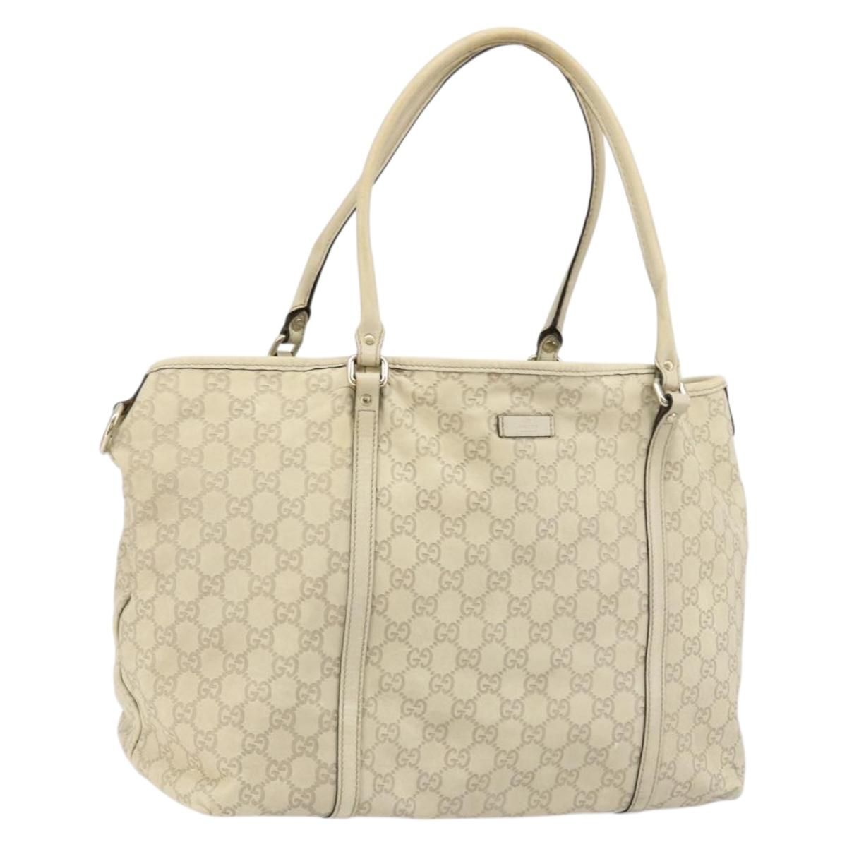 GUCCI GG Canvas Guccissima Tote Bag Leather Ivory Gold 197954 Auth 176287
