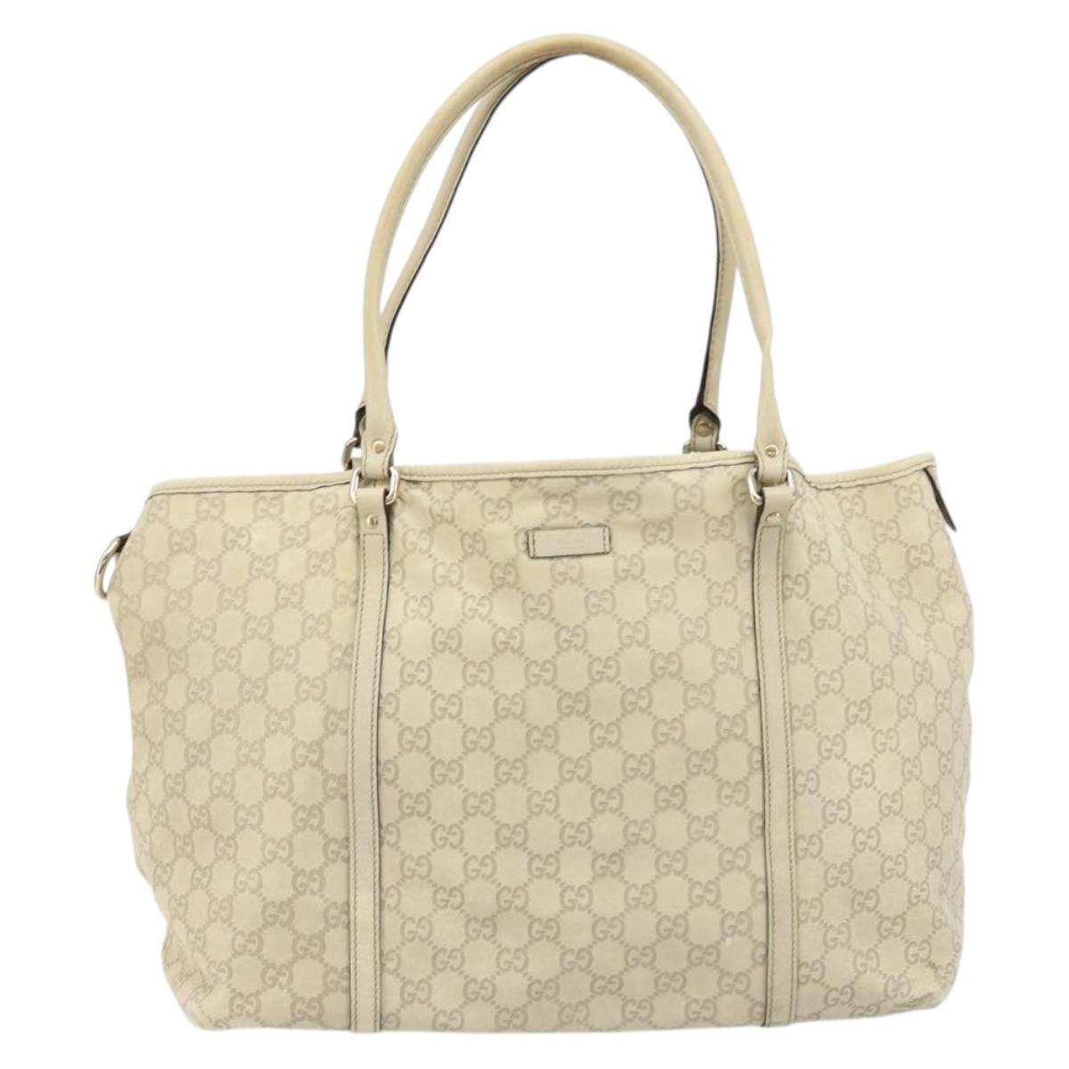 GUCCI GG Canvas Guccissima Tote Bag Leather Ivory Gold 197954 Auth 176287