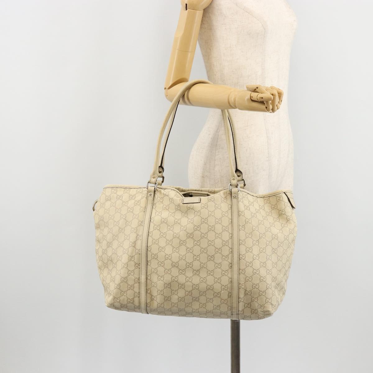 GUCCI GG Canvas Guccissima Tote Bag Leather Ivory Gold 197954 Auth 176287