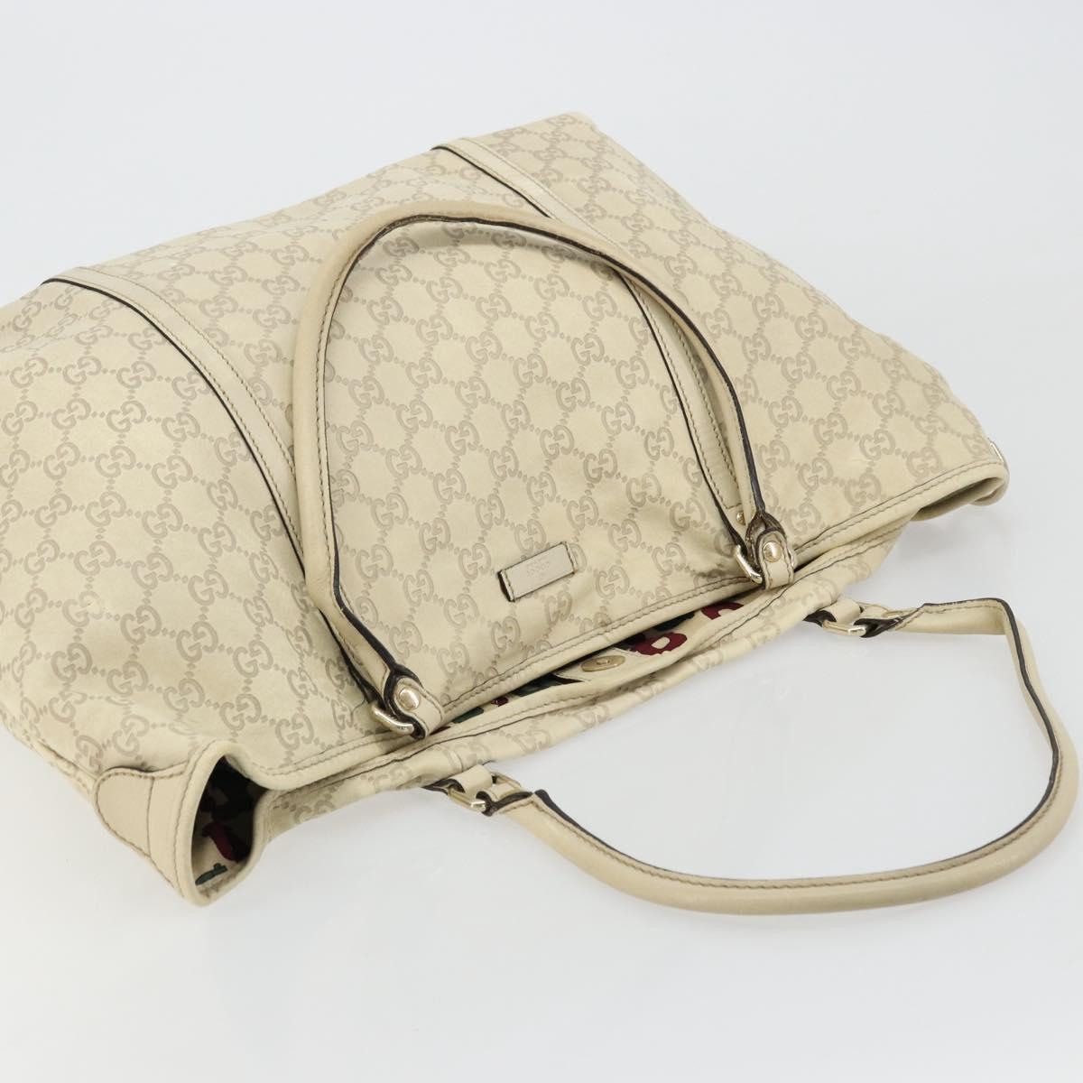GUCCI GG Canvas Guccissima Tote Bag Leather Ivory Gold 197954 Auth 176287