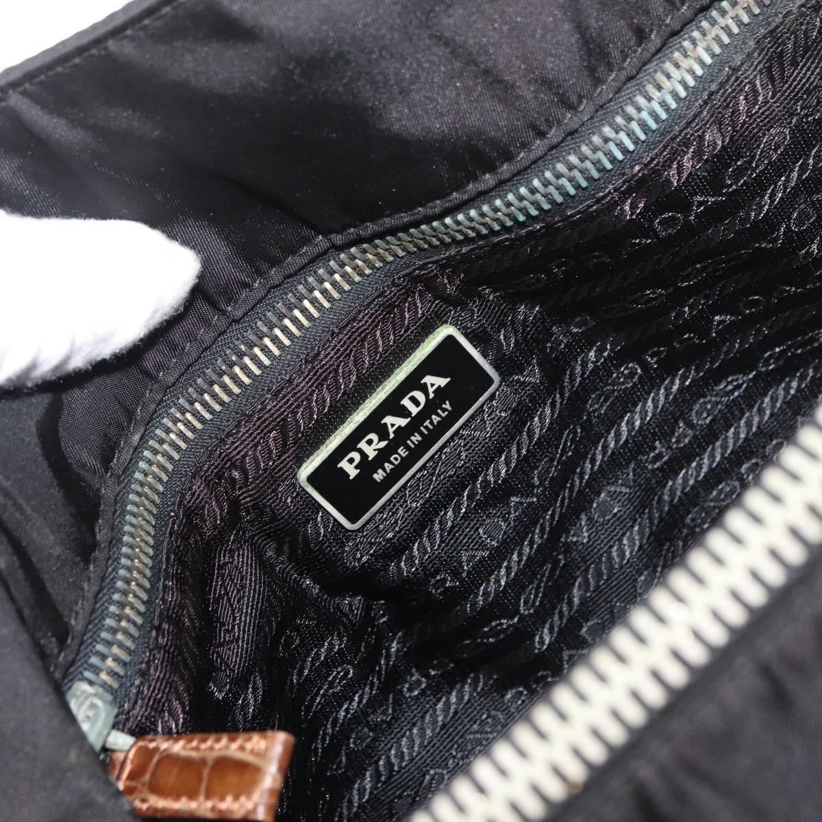 PRADA Tote Bag Nylon Black Silver Auth 176297