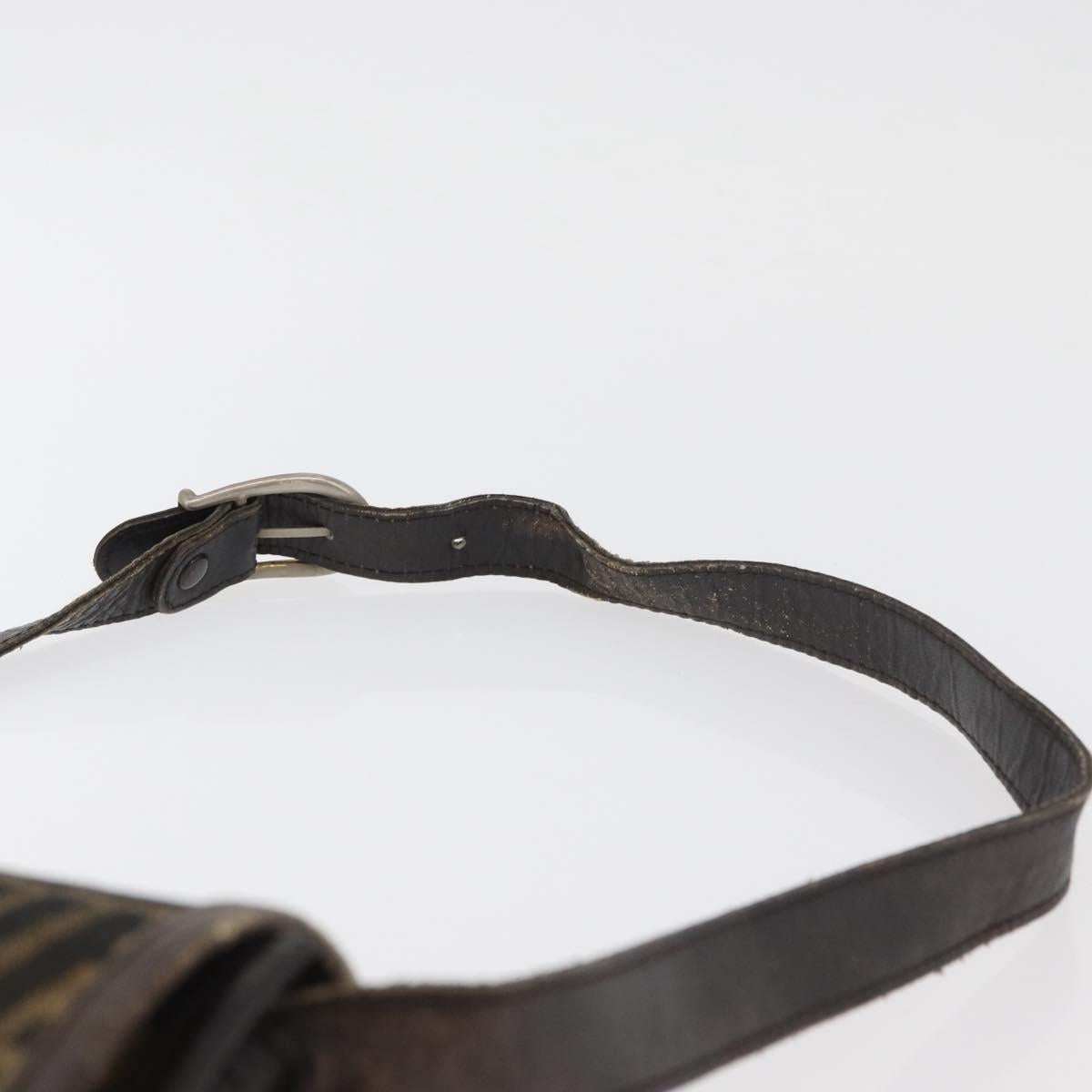 FENDI Zucca Canvas Shoulder Bag Black Brown Auth 176299