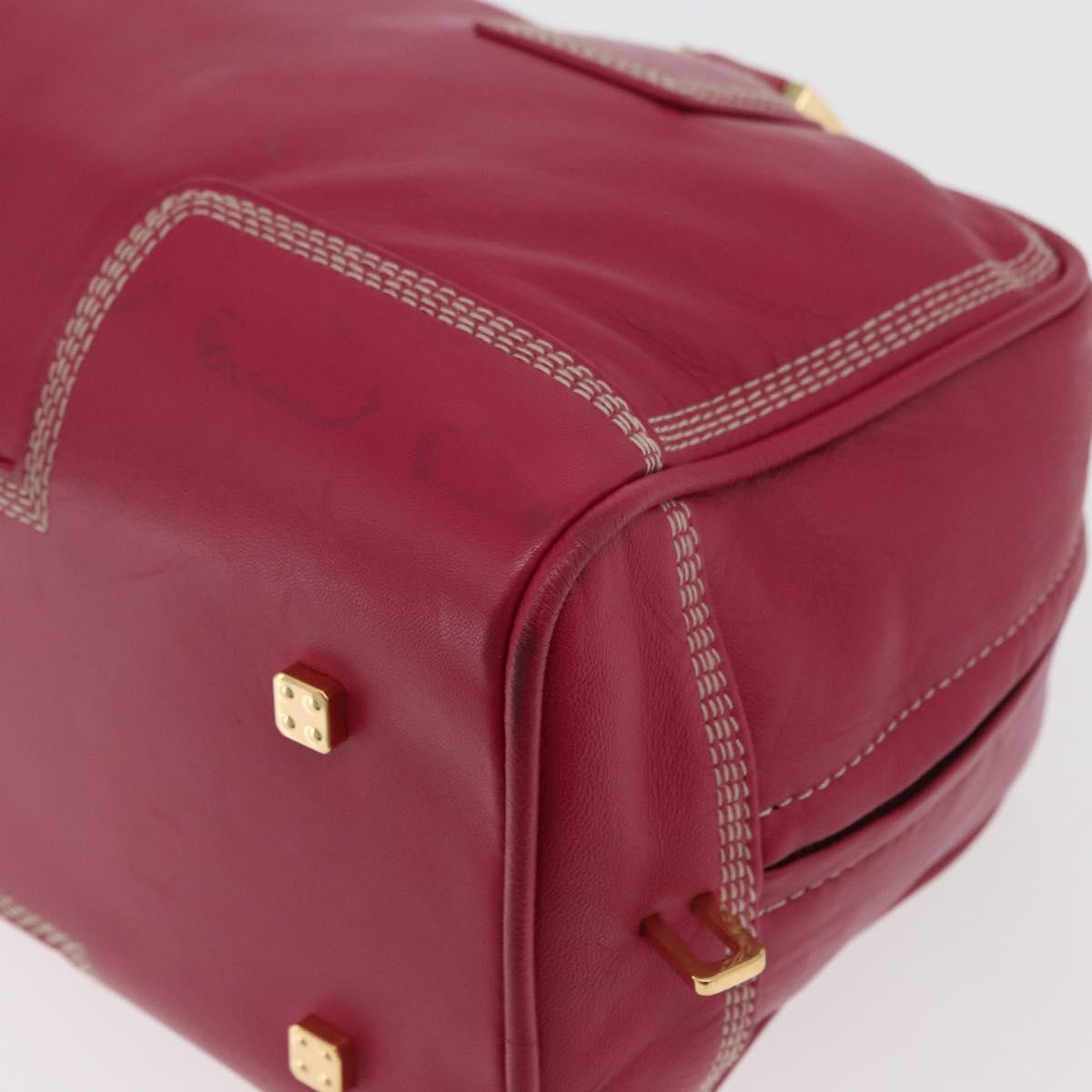 LOEWE Anagram Americana 28 Hand Bag Leather Pink Gold Auth 176302A