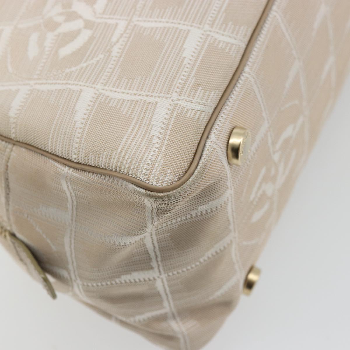 CHANEL New Travel Line Hand Bag Nylon Ivory Gold CC Auth 176303A