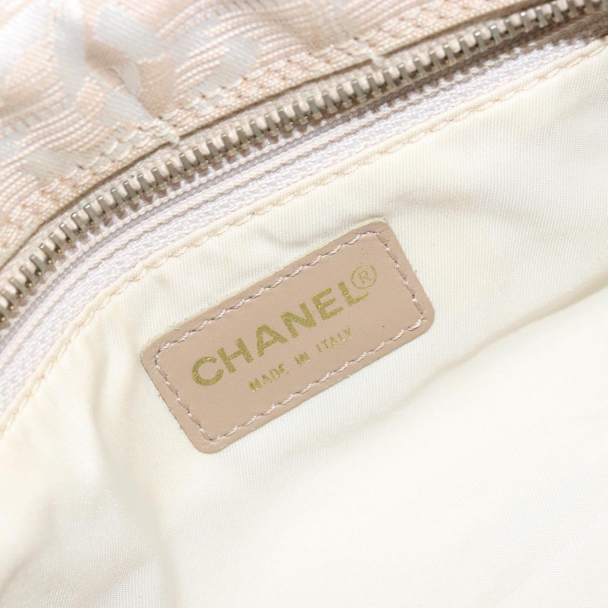 CHANEL New Travel Line Hand Bag Nylon Ivory Gold CC Auth 176303A