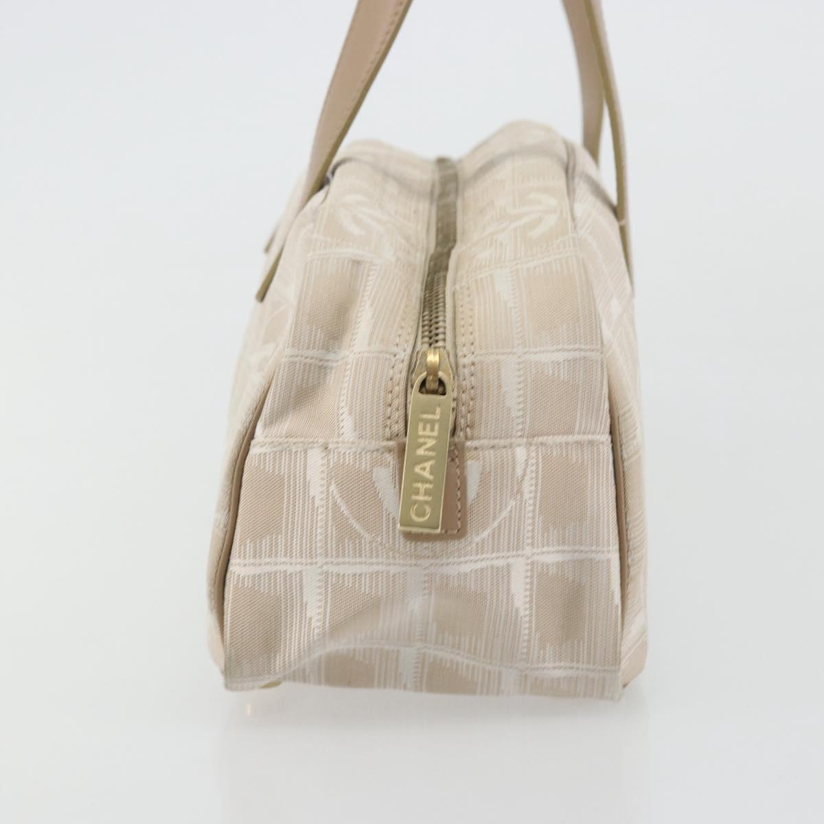 CHANEL New Travel Line Hand Bag Nylon Ivory Gold CC Auth 176303A