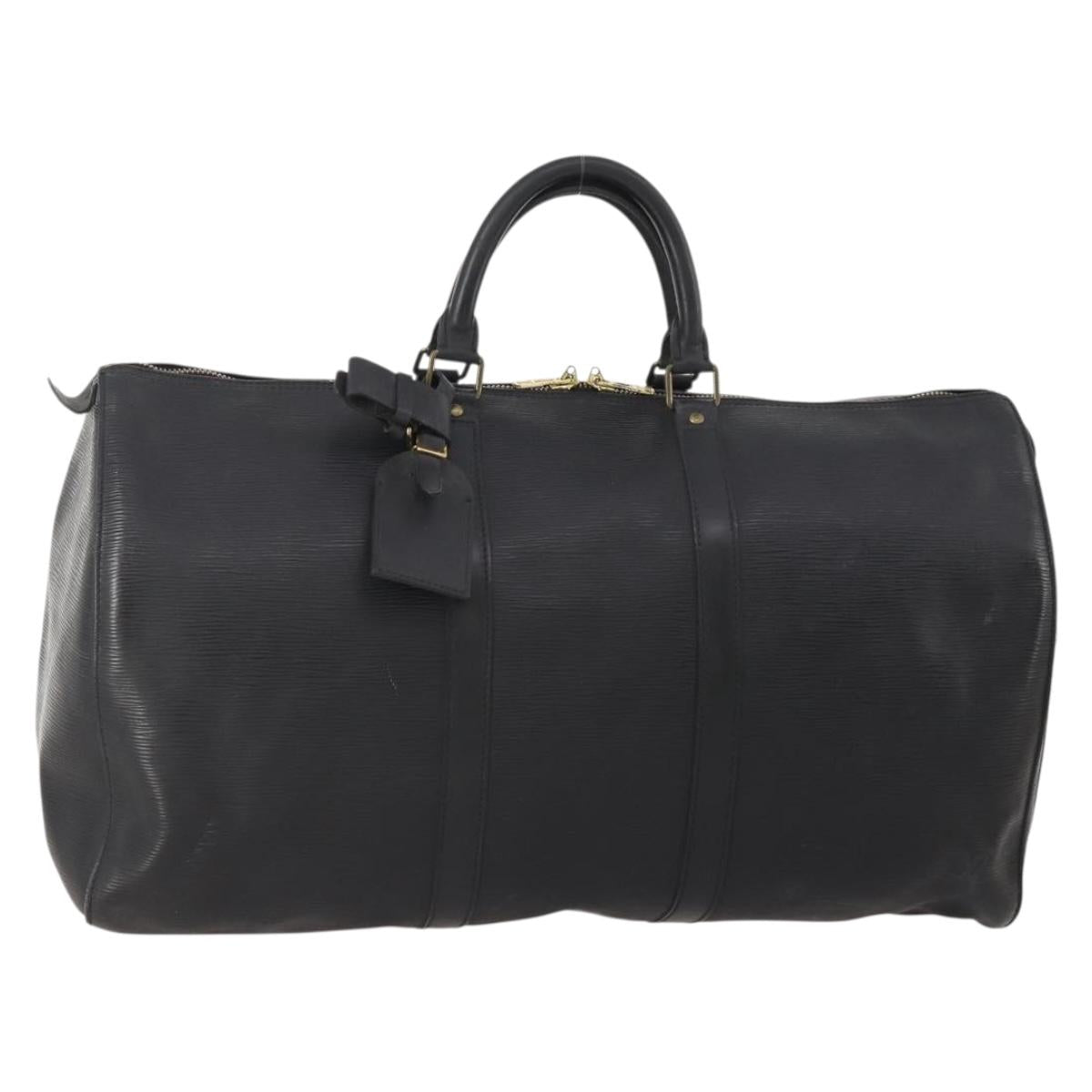 LOUIS VUITTON Epi Keepall 50 Boston Bag Black M42962 LV Auth 176314