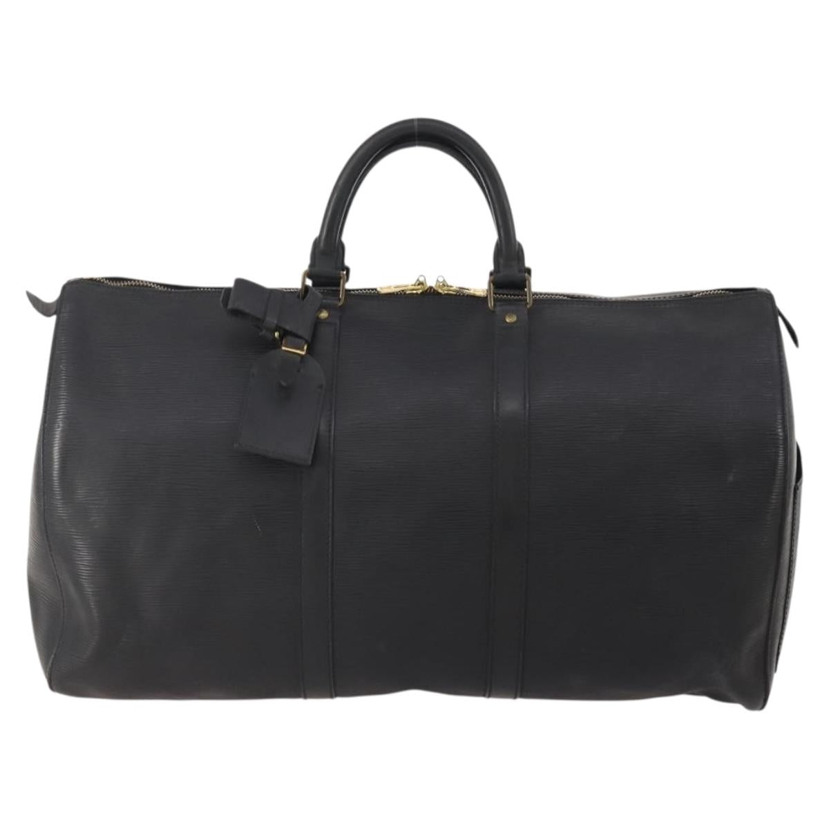 LOUIS VUITTON Epi Keepall 50 Boston Bag Black M42962 LV Auth 176314