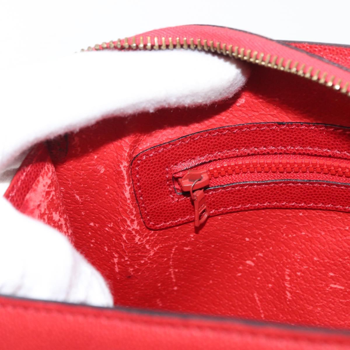 CELINE Hand Bag Leather Red Gold Auth 176319