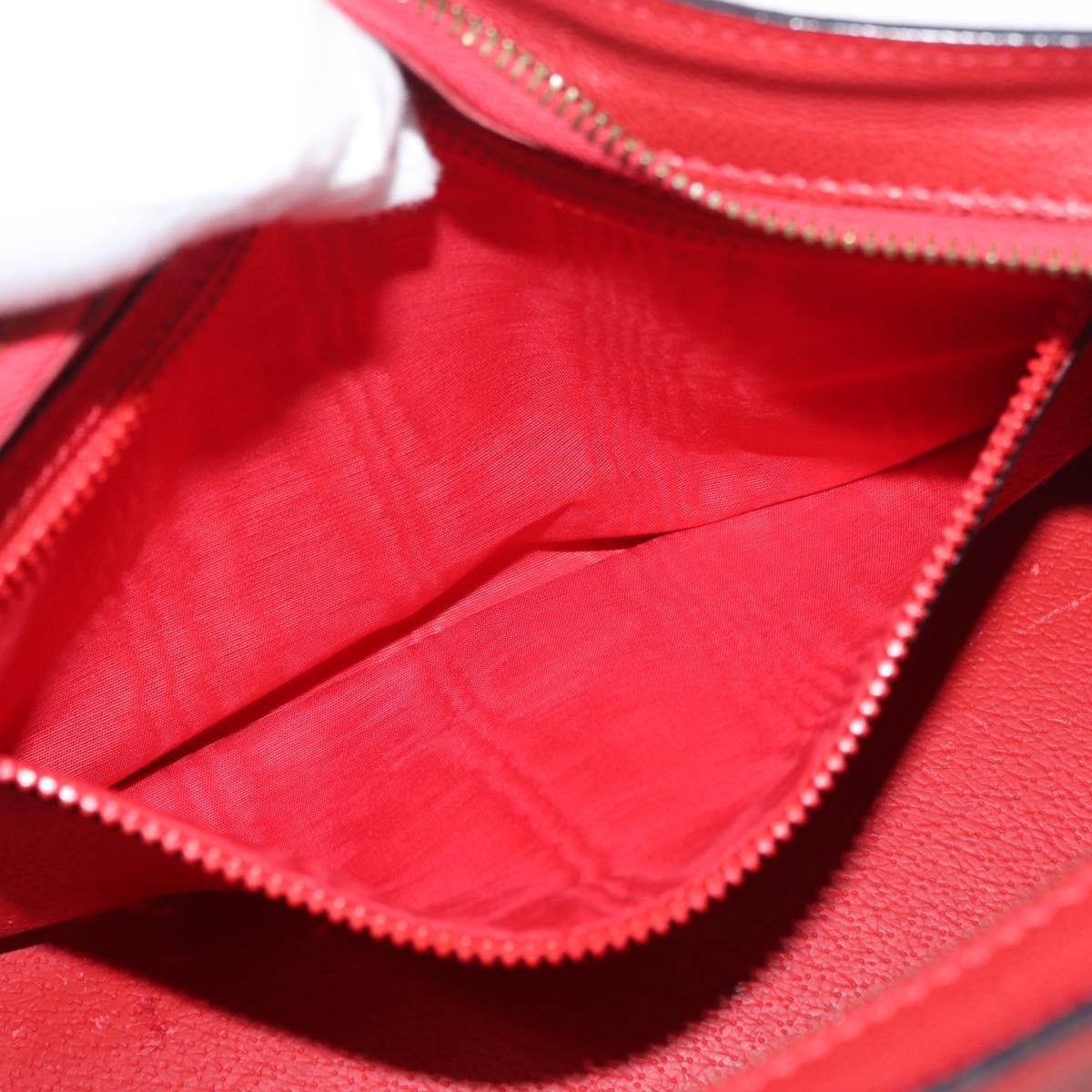 CELINE Hand Bag Leather Red Gold Auth 176319