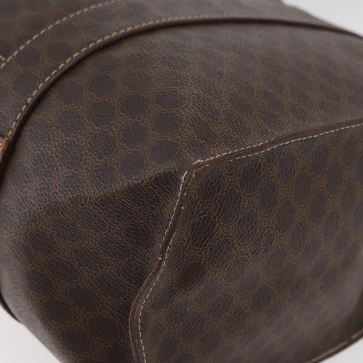 CELINE Macadam Canvas Tote Bag PVC Leather Brown Gold Auth 176329