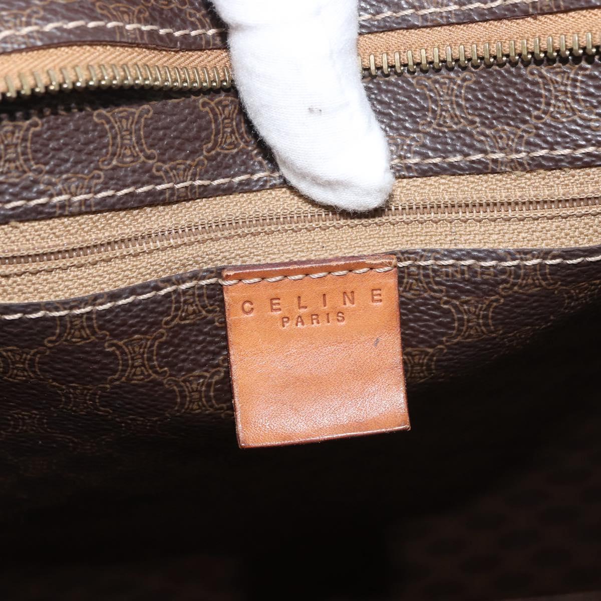 CELINE Macadam Canvas Tote Bag PVC Leather Brown Gold Auth 176329