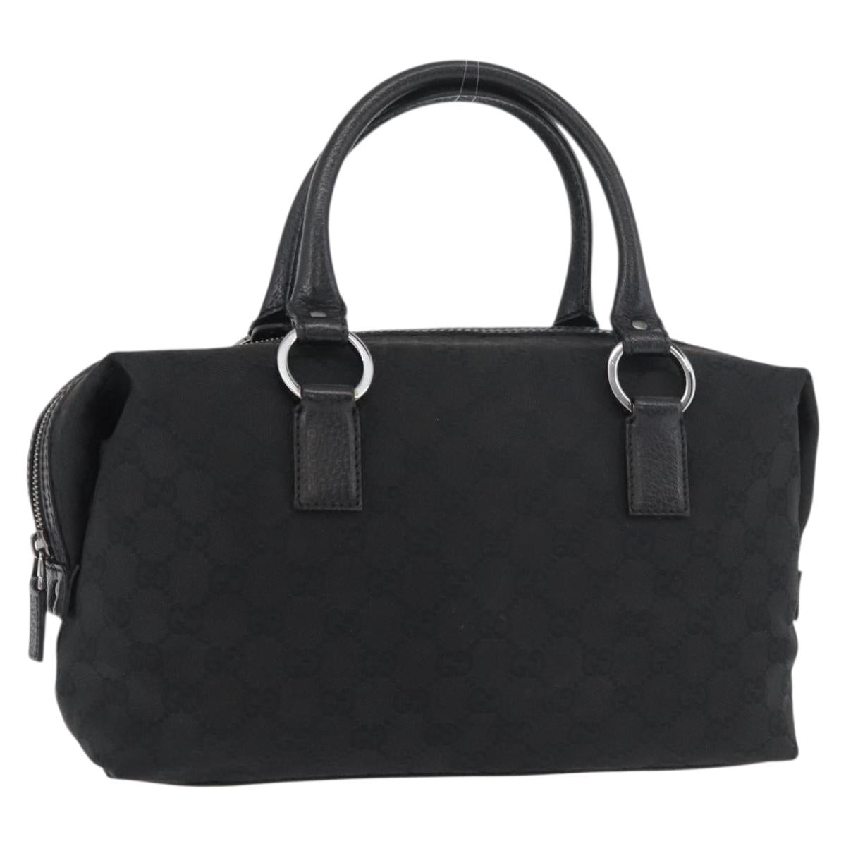 GUCCI GG Canvas Hand Bag Black Silver 113009 Auth 176335