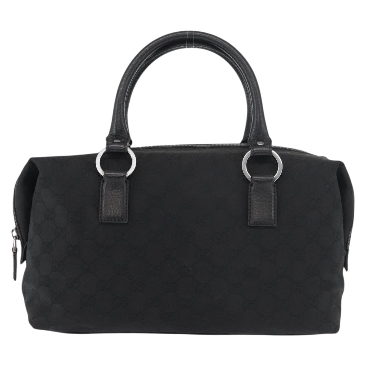 GUCCI GG Canvas Hand Bag Black Silver 113009 Auth 176335
