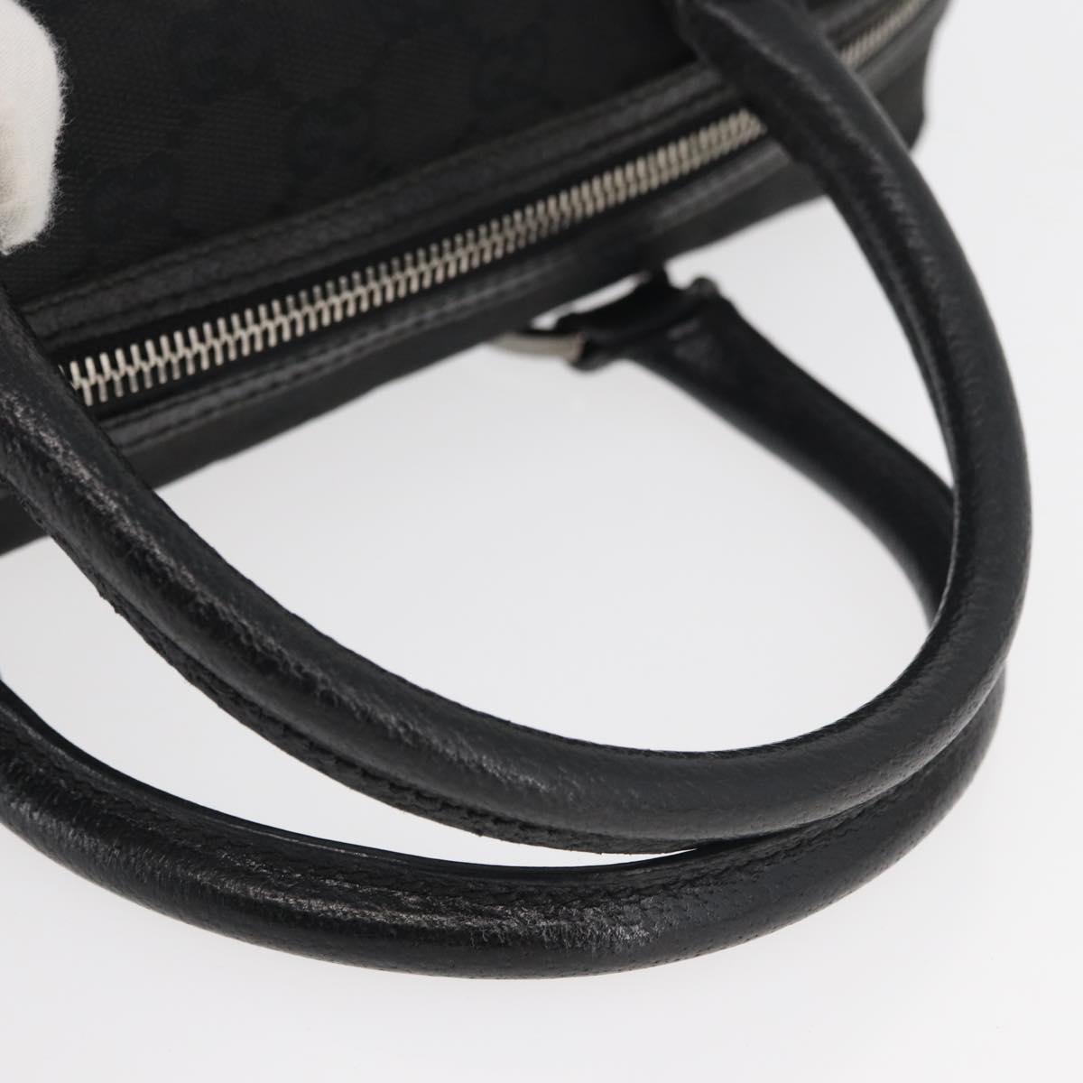 GUCCI GG Canvas Hand Bag Black Silver 113009 Auth 176335