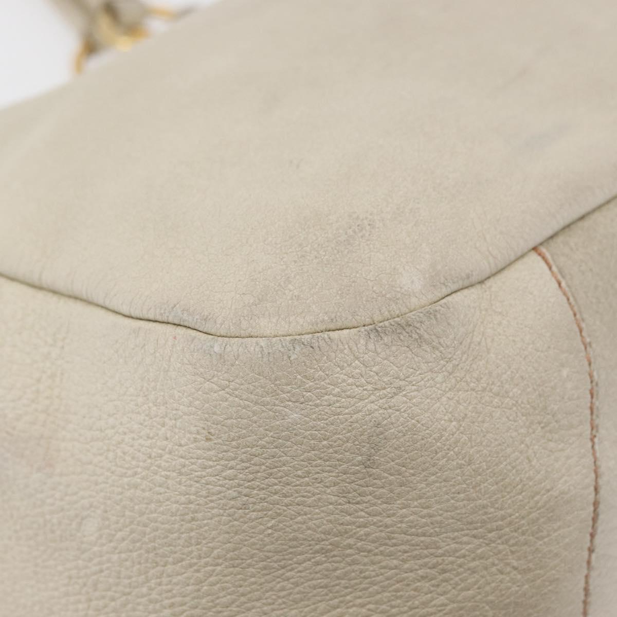 PRADA Tote Bag Leather Ivory Gold Auth 176345