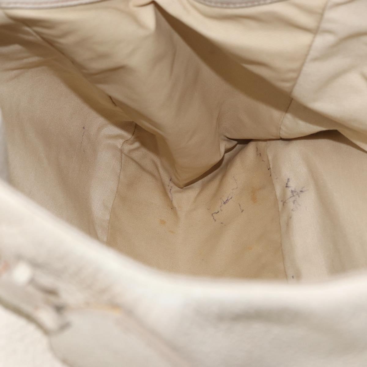 PRADA Tote Bag Leather Ivory Gold Auth 176345
