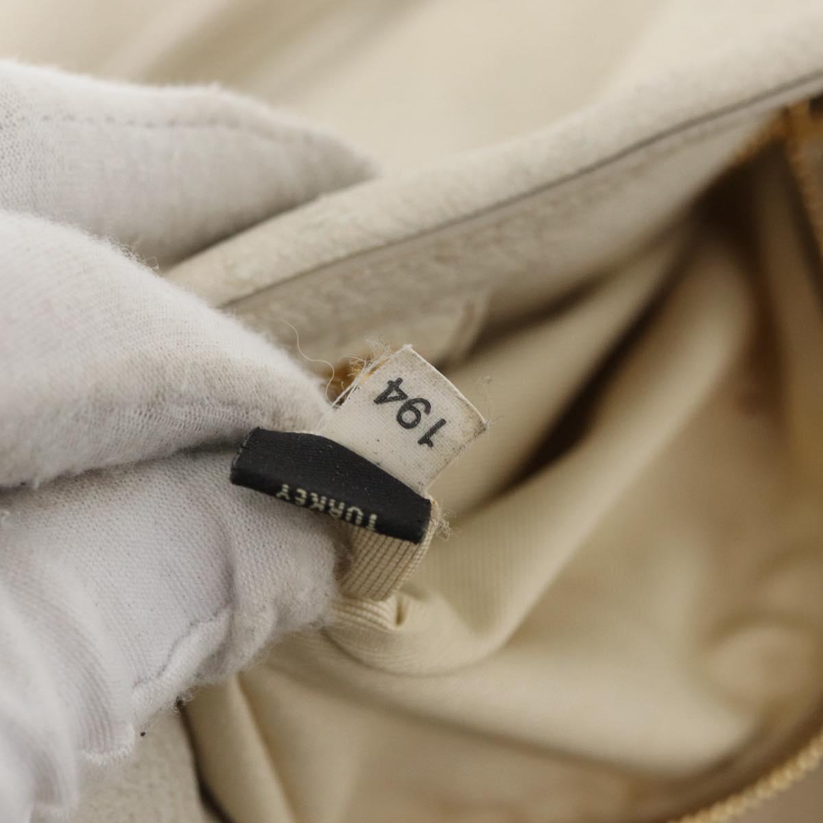 PRADA Tote Bag Leather Ivory Gold Auth 176345