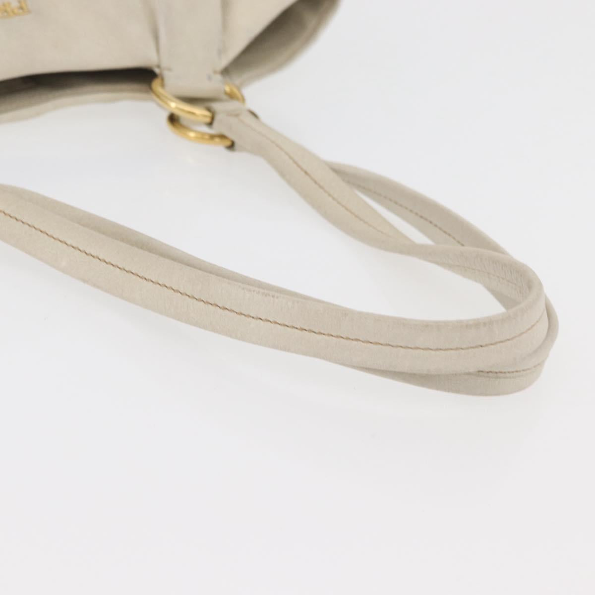 PRADA Tote Bag Leather Ivory Gold Auth 176345