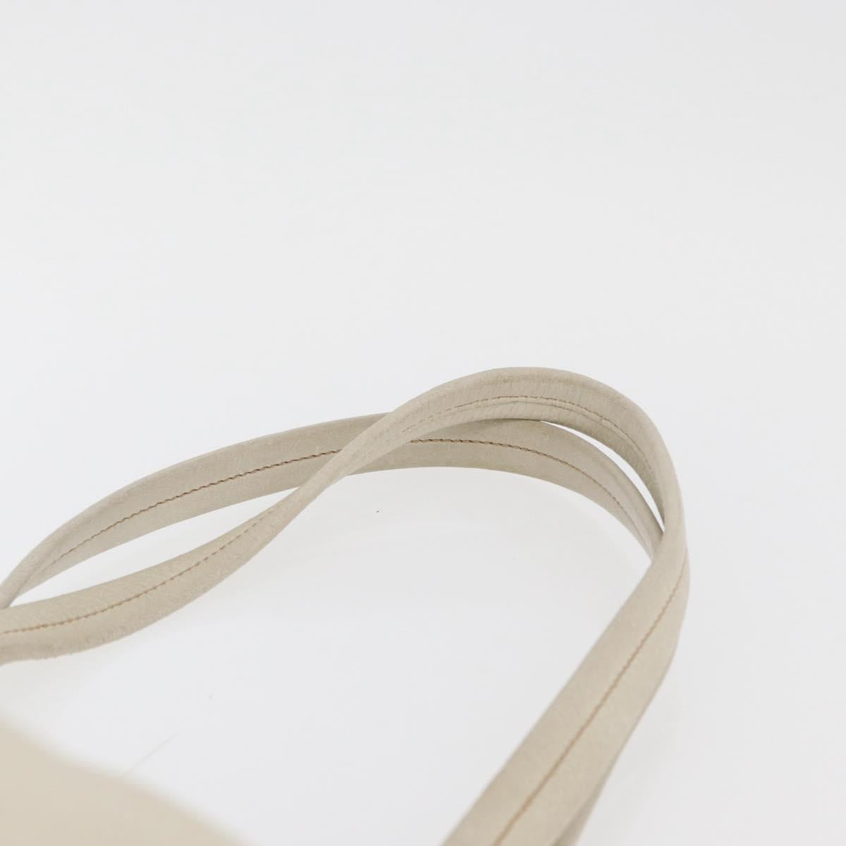 PRADA Tote Bag Leather Ivory Gold Auth 176345