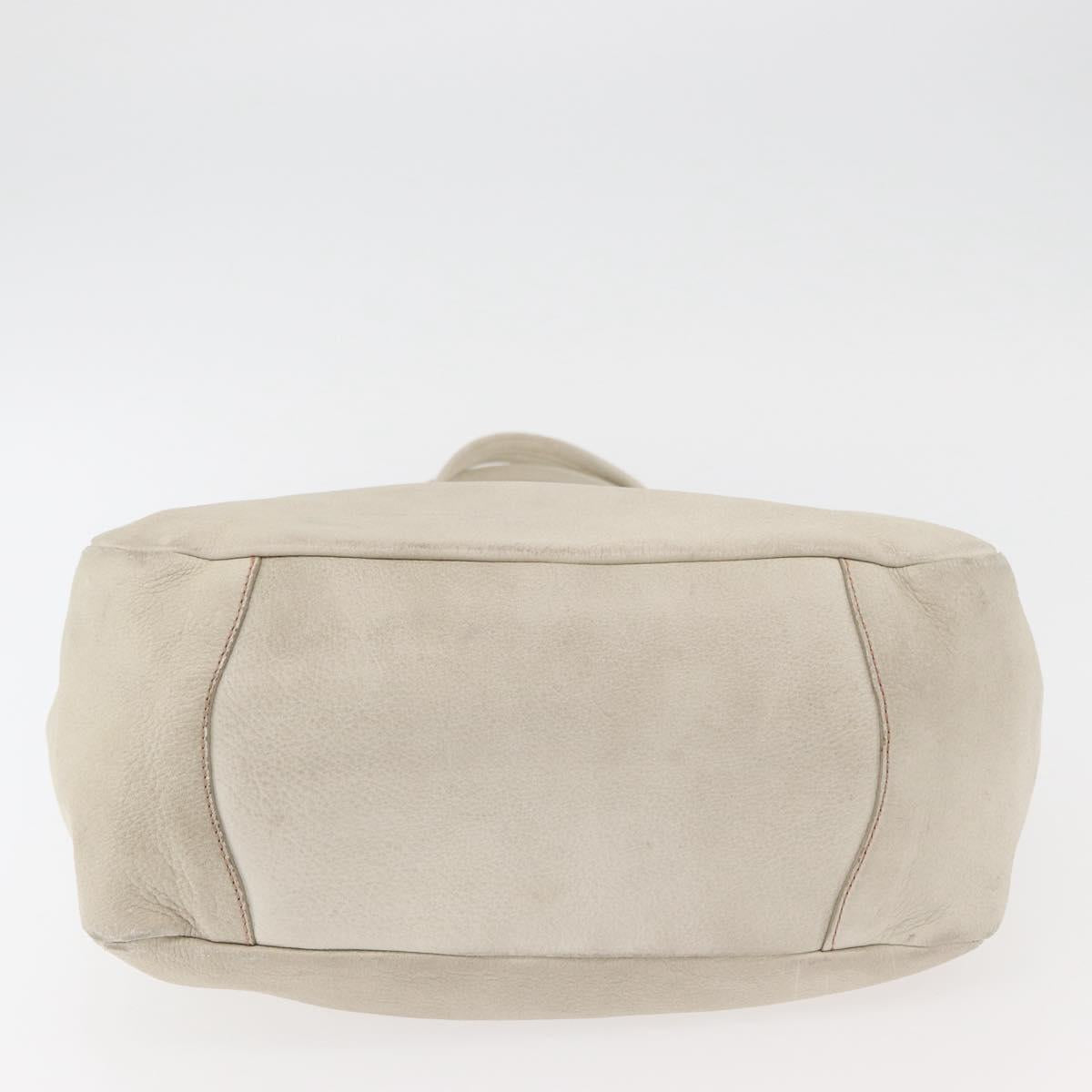 PRADA Tote Bag Leather Ivory Gold Auth 176345