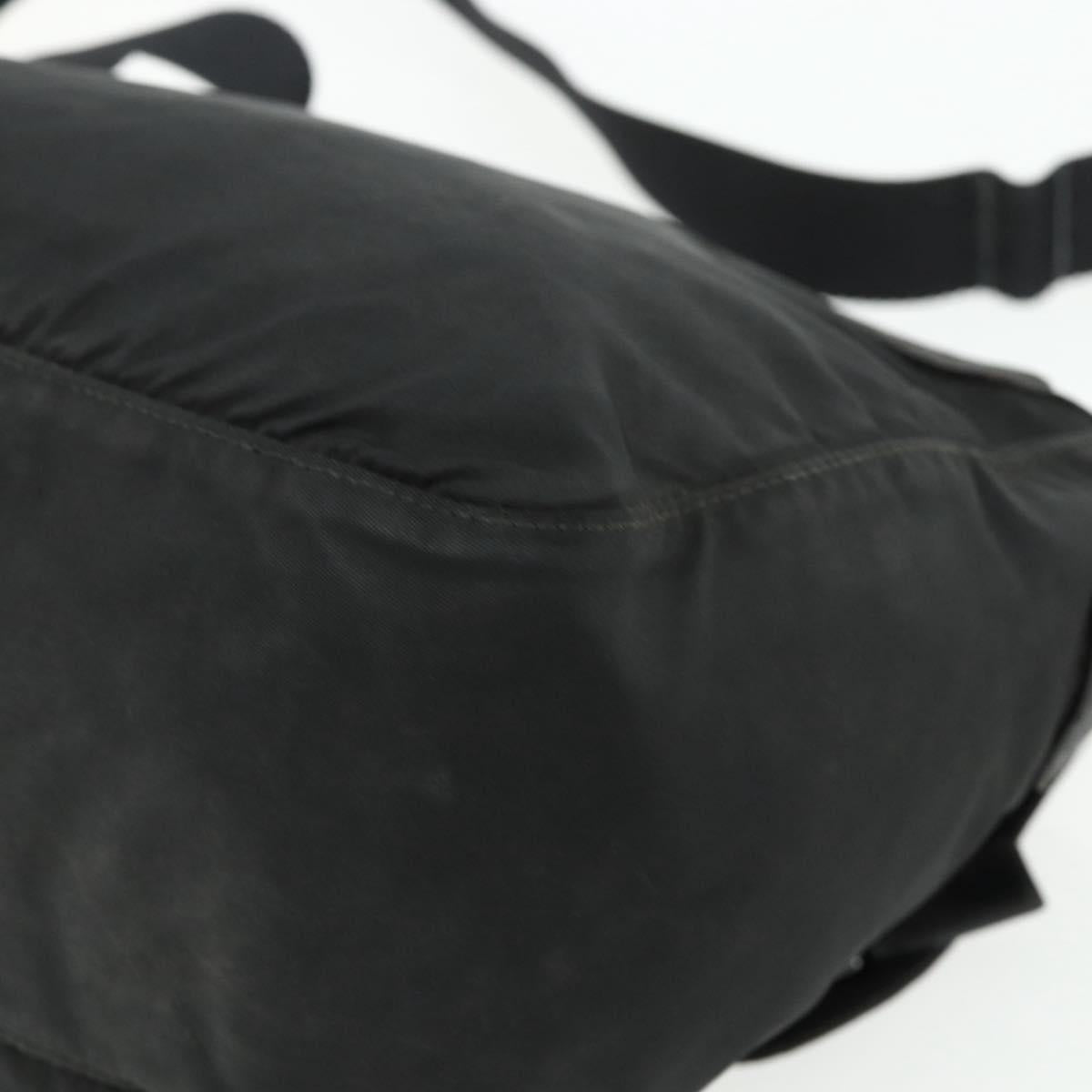 PRADA Shoulder Bag Nylon Black Silver Auth 176347