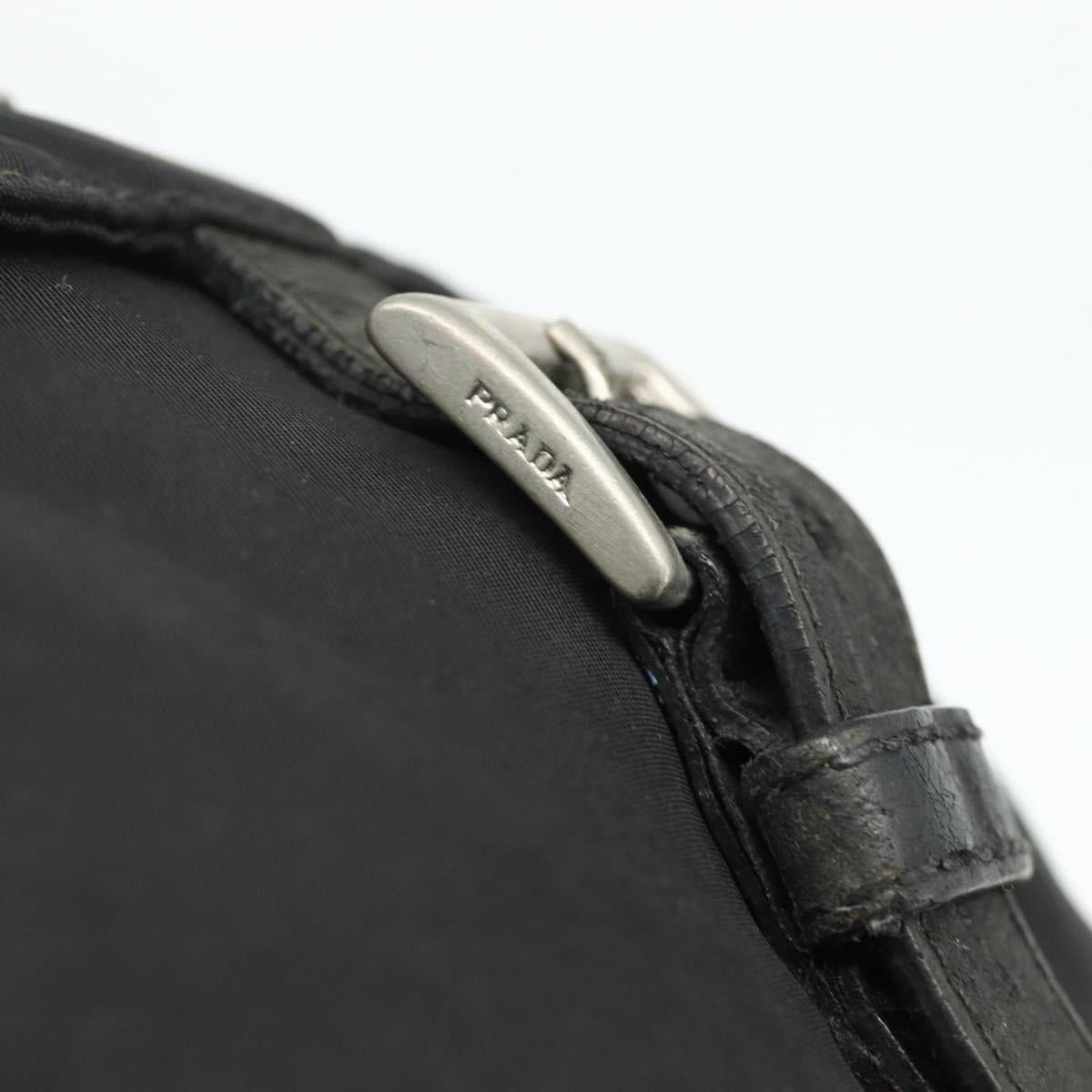 PRADA Shoulder Bag Nylon Black Silver Auth 176347
