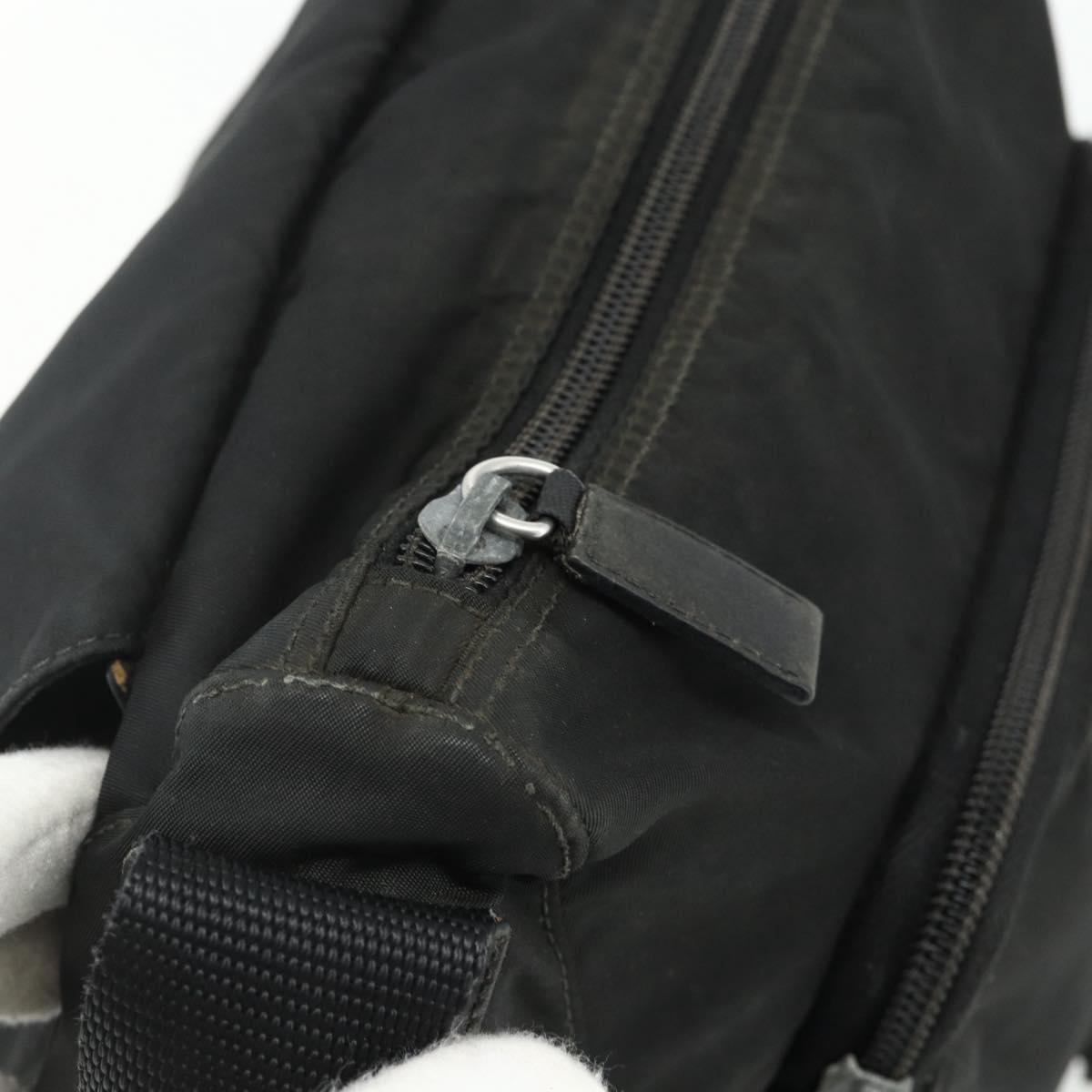 PRADA Shoulder Bag Nylon Black Silver Auth 176347
