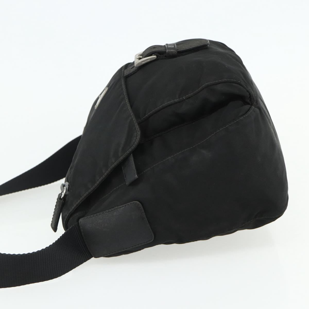 PRADA Shoulder Bag Nylon Black Silver Auth 176347