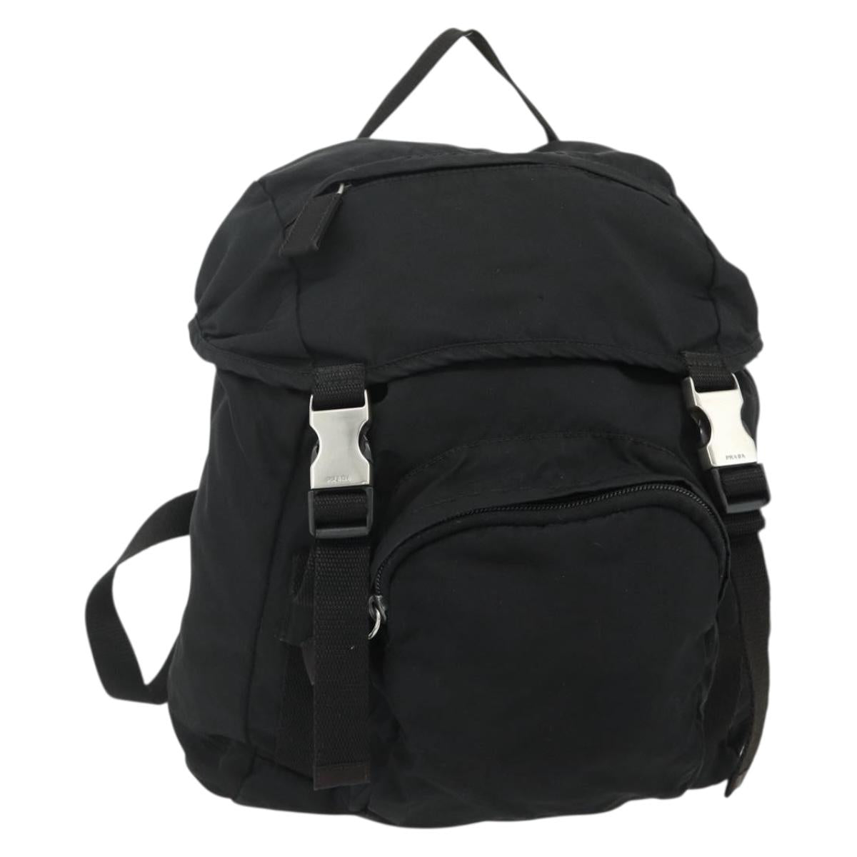 PRADA Backpack Nylon Black Silver Auth 176348A