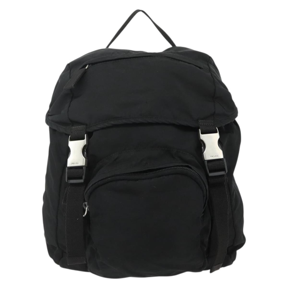 PRADA Backpack Nylon Black Silver Auth 176348A