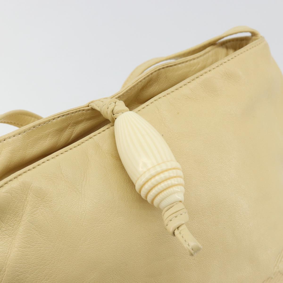 LOEWE Anagram Shoulder Bag Leather Beige Auth 176351