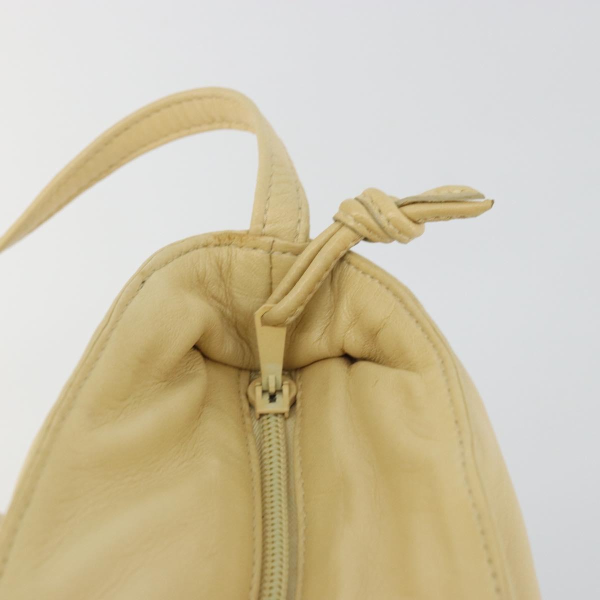 LOEWE Anagram Shoulder Bag Leather Beige Auth 176351