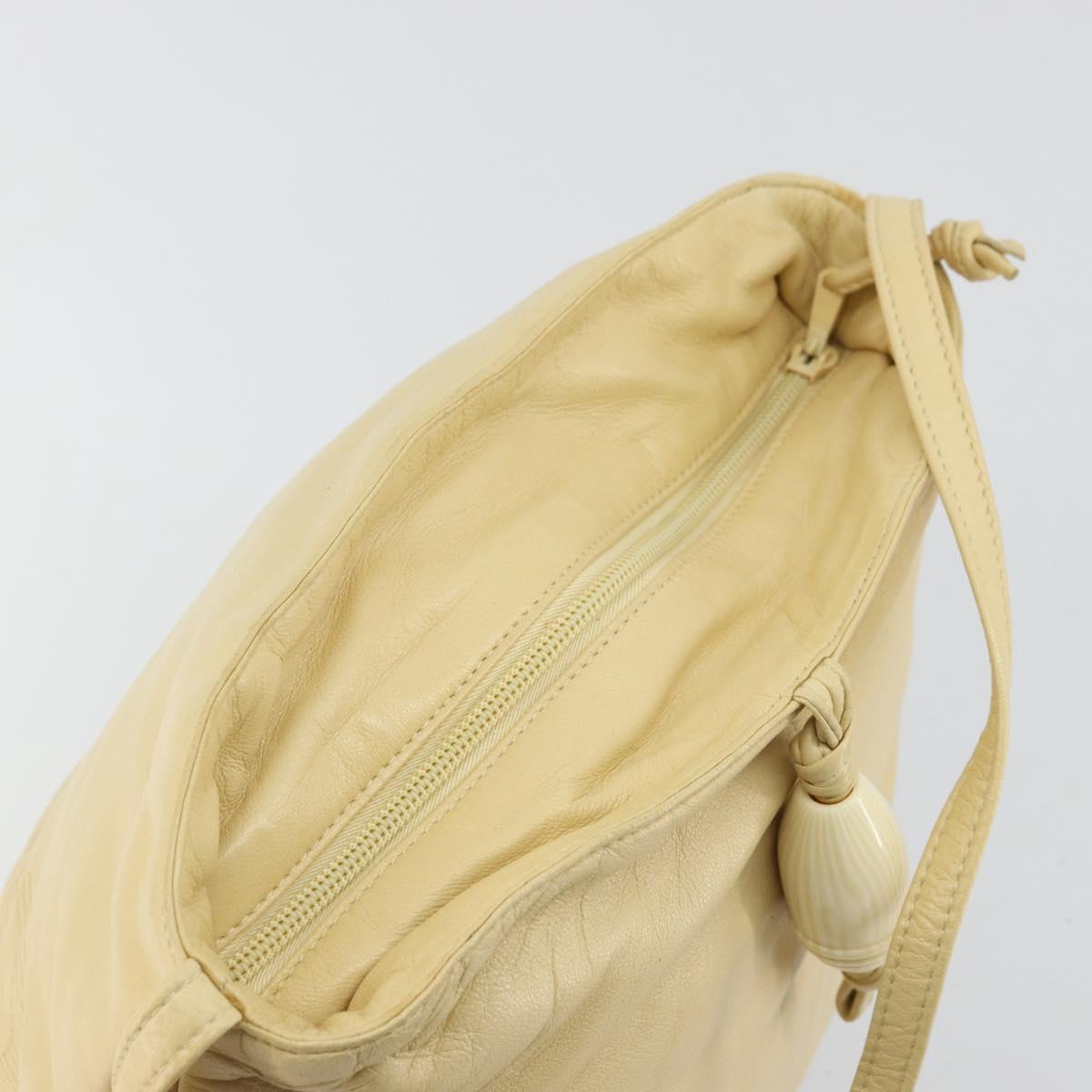 LOEWE Anagram Shoulder Bag Leather Beige Auth 176351