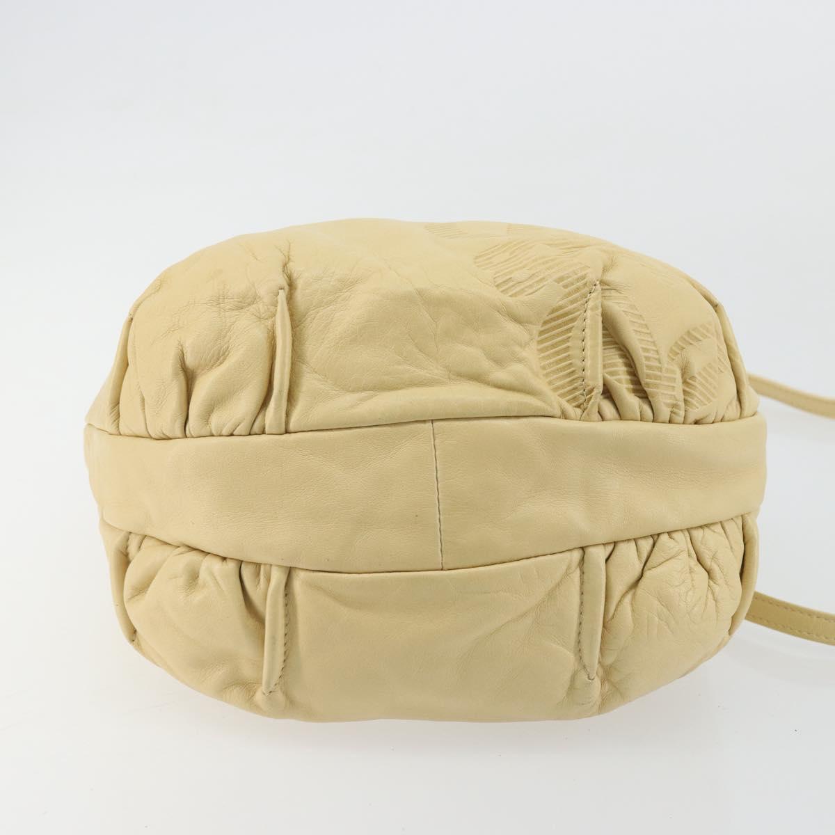 LOEWE Anagram Shoulder Bag Leather Beige Auth 176351