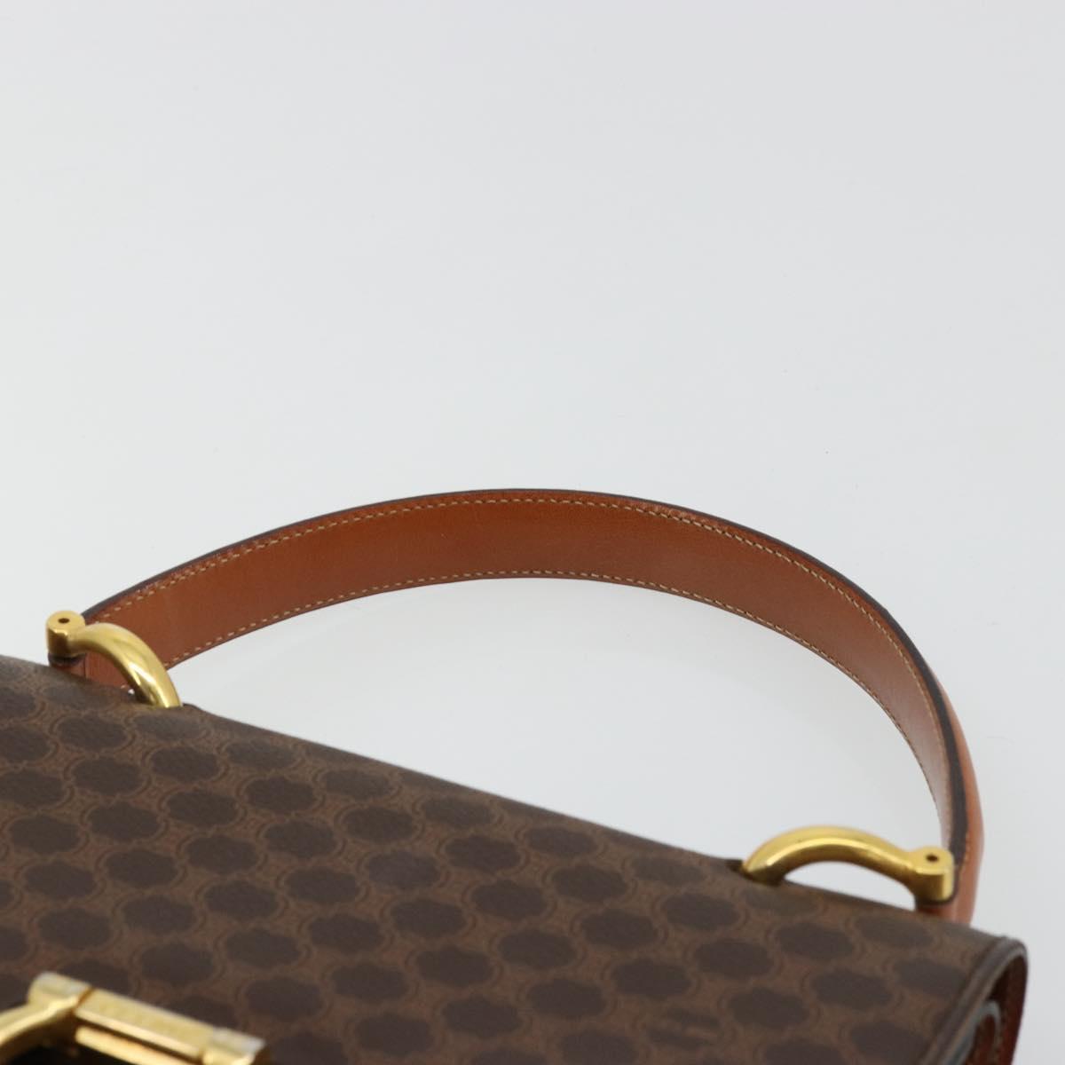 CELINE Macadam Canvas Hand Bag PVC Leather Brown Gold Auth 176358