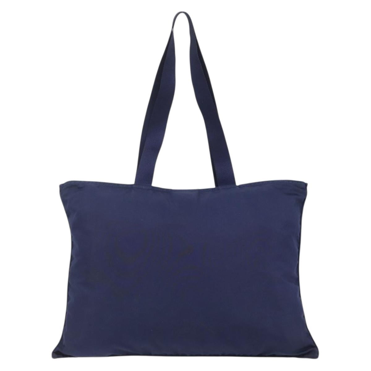 PRADA Tote Bag Nylon Navy Silver Auth 176361A