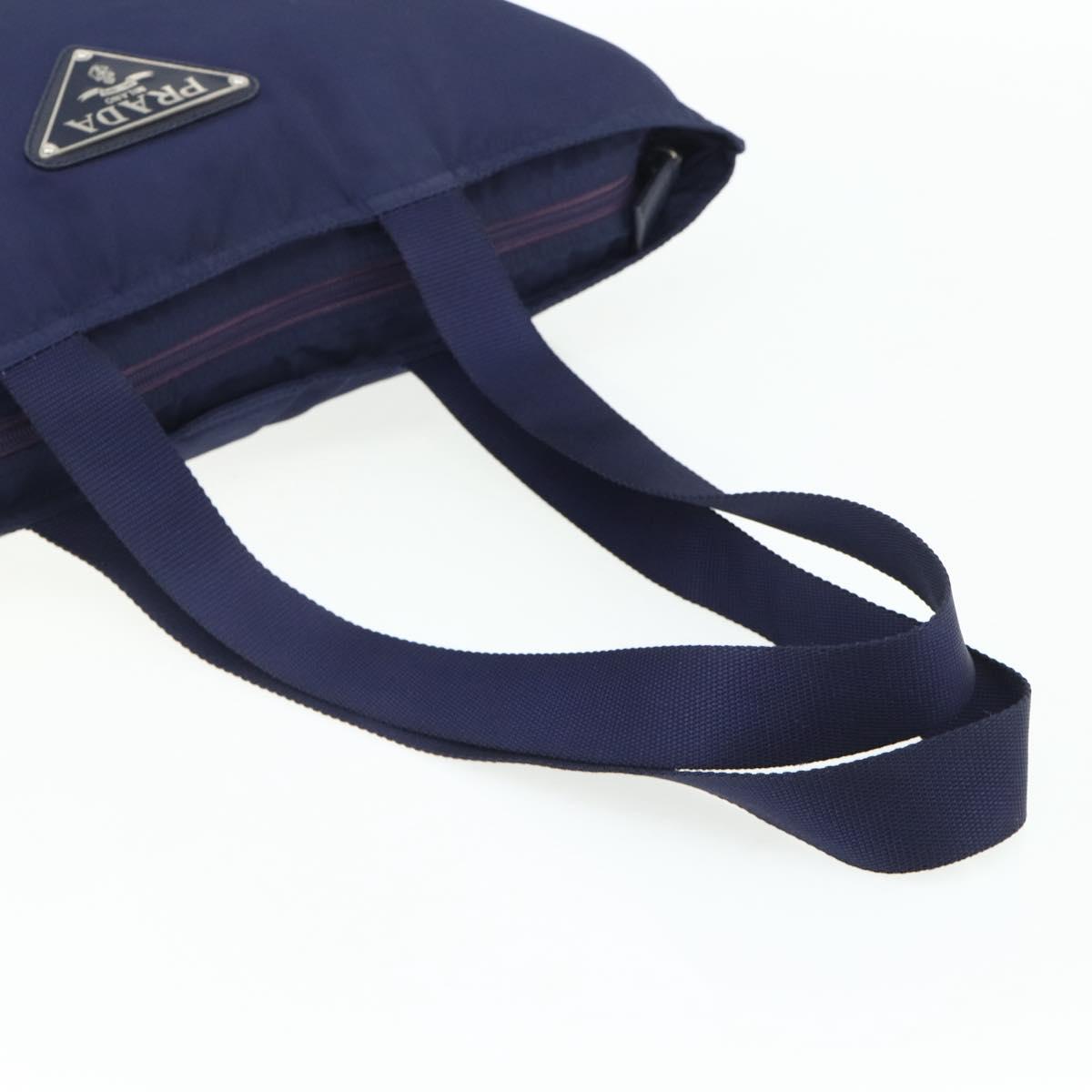 PRADA Tote Bag Nylon Navy Silver Auth 176361A