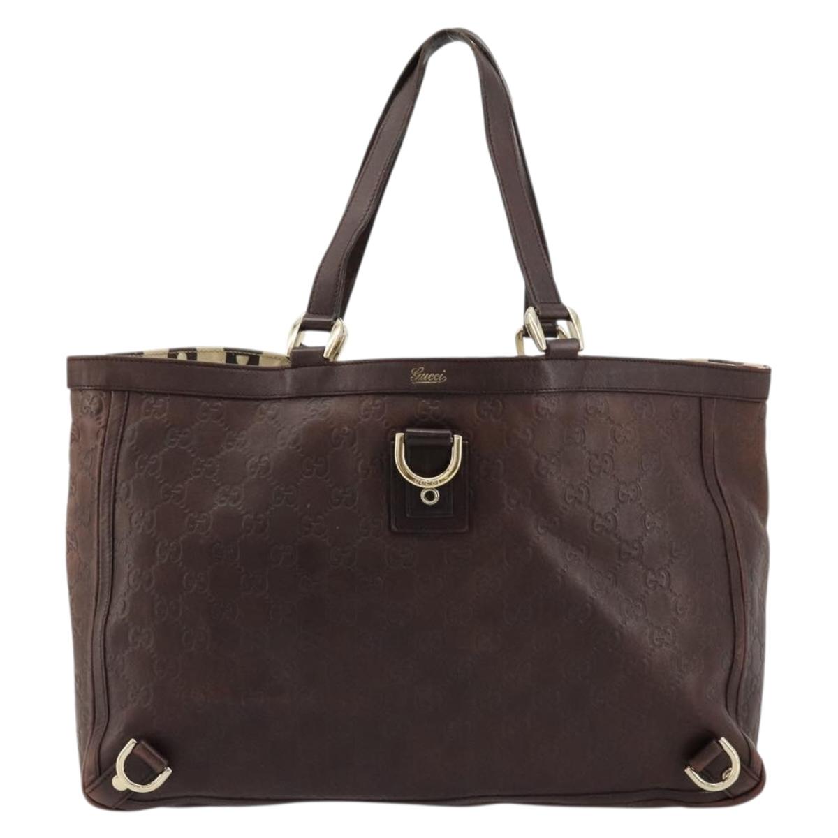 GUCCI GG Canvas Guccissima Tote Bag Leather Brown Gold 141472 Auth 176366