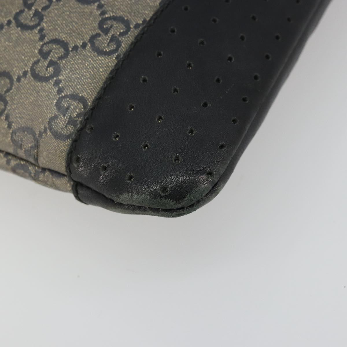 GUCCI GG Crystal Shoulder Bag Coated Canvas Navy Gold 145857 Auth 176367