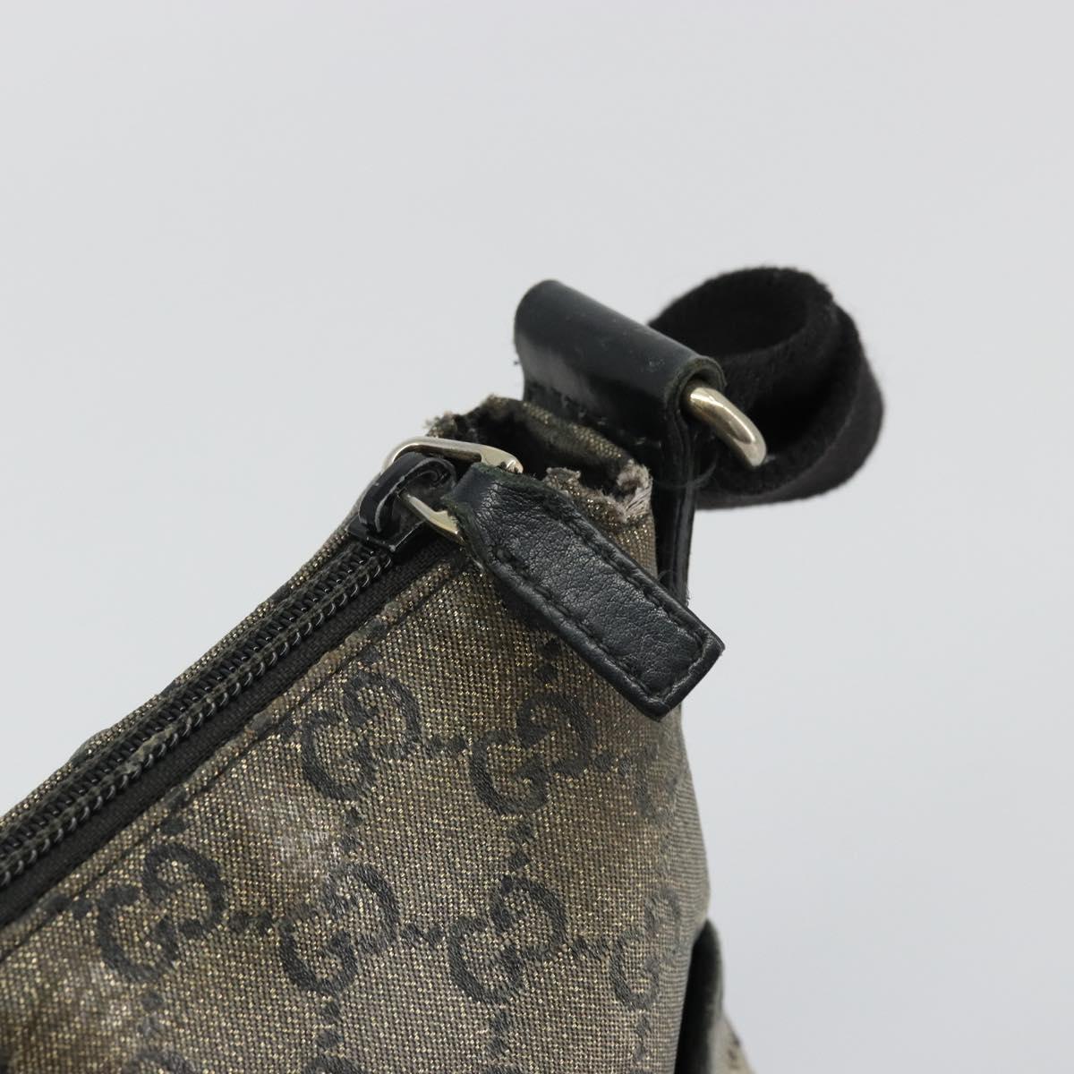 GUCCI GG Crystal Shoulder Bag Coated Canvas Navy Gold 145857 Auth 176367
